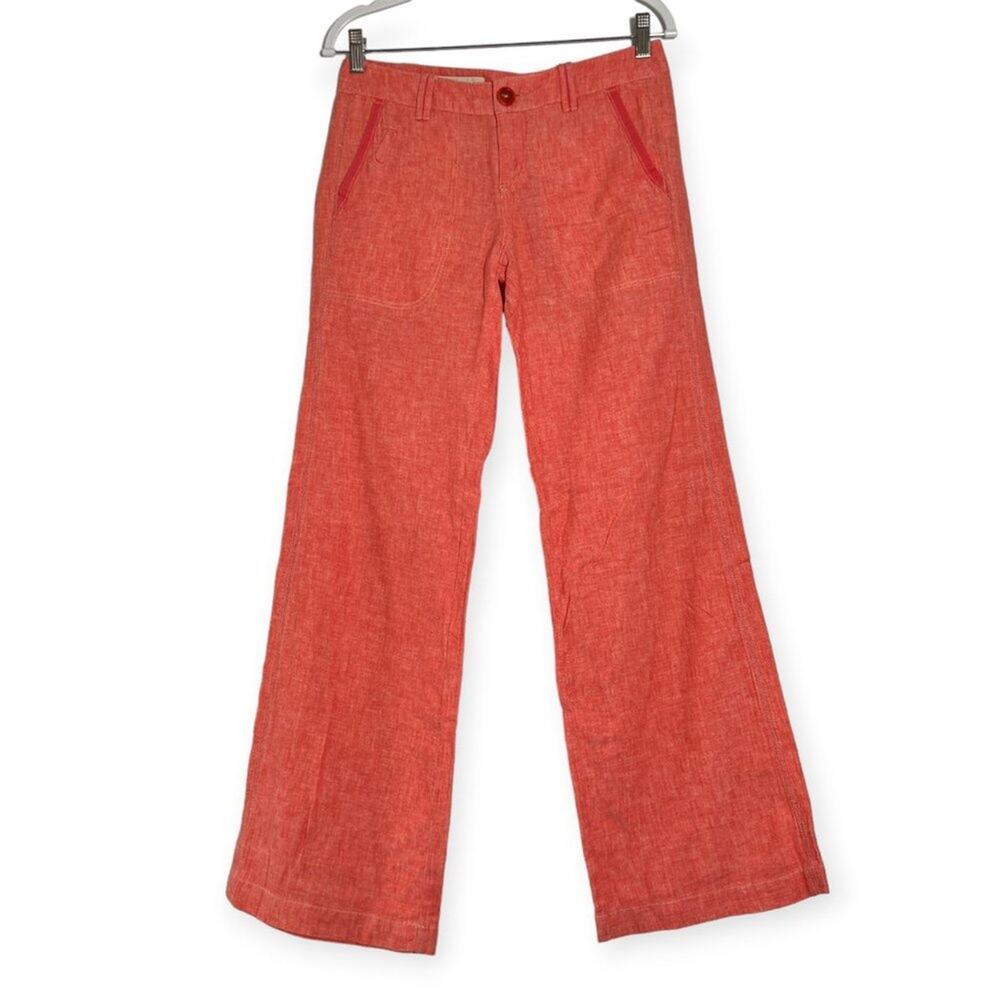 Pilcro Wide Leg Linen Pants SIZE 2 RUNS LARGE Pink Lightweight Trousers